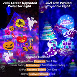 2025 Upgraded Brighter Halloween Decorations Projector Lights for Home, Display 8 Patterns at A Time (Ocean Wave & Patterns), 8 Themes Holiday Projector Christmas’ Day House Decoration Light Show FLITI