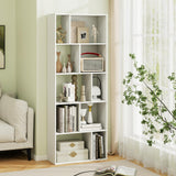 Nightcore 63” Tall Freestanding Display Shelf, 5-Tier Geometric Bookcase with 10 Storage Cubbies, Anti-toppling Devices, Modern Bookshelf for Living Room, Bedroom, Home Office, White WoodArtSupply