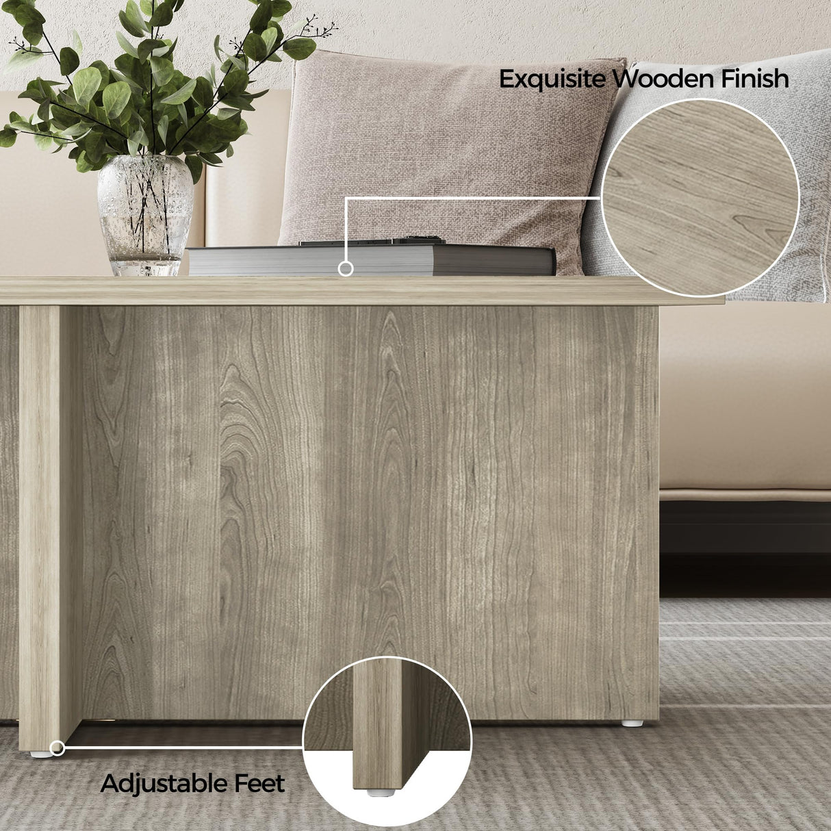 Luoxiao Rectangle Coffee Table 47 inch Modern Coffee Table for Living Room Scandinavian Center Table Minimalist Tea Table Low Table Tatami Table Zen Coffee Table (Wood) Luoxiao