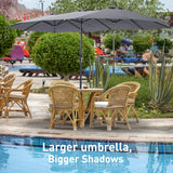 Caprihom 15ft Large Patio Umbrella, Double Sided Extra Large Umbrella with Base, Rectangular Patio Umbrella Double-Sided Umbrella for Yard Lawn Garden,Grey Caprihom