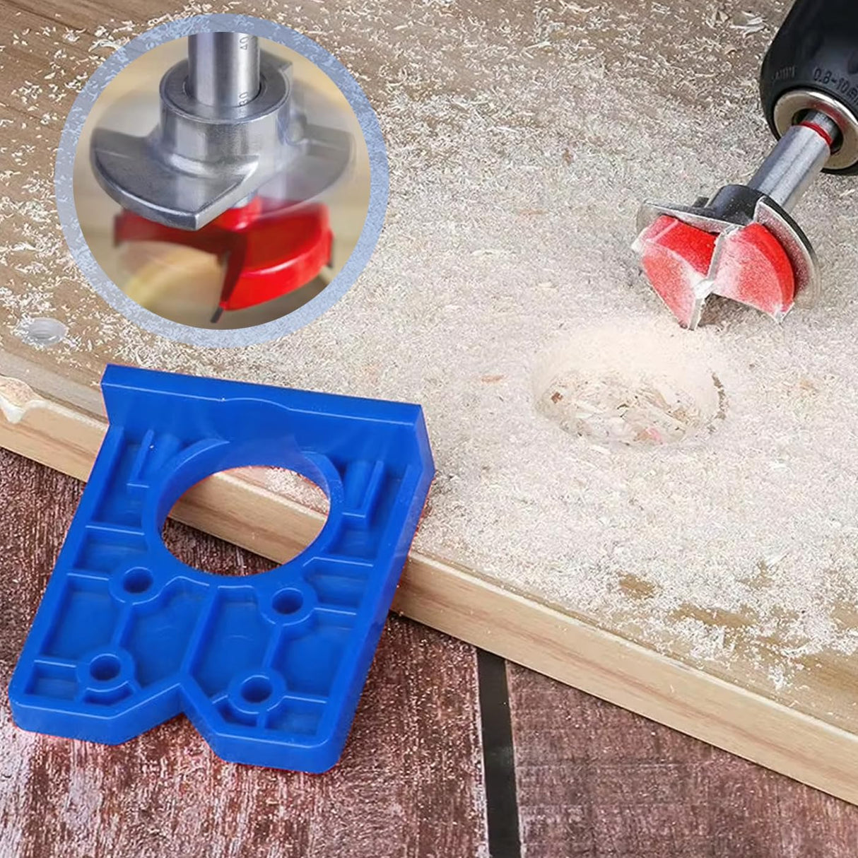 Mesee Hinge Jig Drill Bits Set 35mm Forstner Bit with Door Hinge Hole Jig Template Concealed Hinge Hole Drill Guide Locator Woodworking Cabinet Hinge Boring Jig Hole Cutter Positioner Tool Kit Mesee