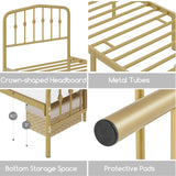 Yaheetech Twin Bed Frames Metal Platform Bed with Victorian Style Wrought Iron Headboard and Footboard/Easy Assembly/No Box Spring Needed/Antique Gold Twin Bed Yaheetech