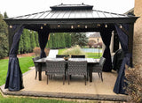PURPLE LEAF 10' X 12' Hardtop Gazebo Canopy with Netting and Curtains for Outdoor Deck Backyard Heavy Duty Sunshade Outside Metal Patio Permanent Pavilion PURPLE LEAF