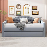 Bellemave Twin Size daybed Frame with Trundle for Adults, Kids, Girls, Teens, Tufted daybeds with Trundle for Living Room, Velvet, (Mattress not Included), Gray Bellemave