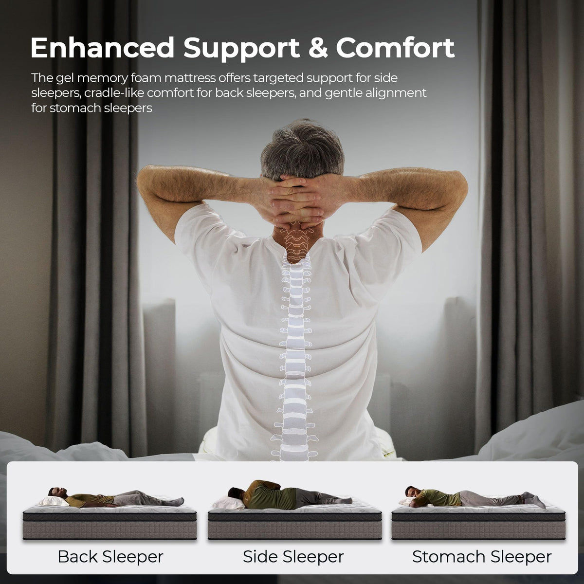 Sayre 10 Inch Queen Memory Foam Mattress in a Box – Cooling Gel Infused, Medium Firm Support, CertiPUR-US & Oeko-TEX Certified, Pressure Relief Mattress for Back Pain & Motion Isolation SAYRE SLEEP