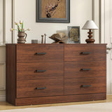 Bigbiglife Wood Dresser for Bedroom, 6 Drawer Double Dresser, Modern Chest of Drawers with Deep Drawers, Large Storage Organizer for Living Room, Closet,15.8" D x 47.2" W x 27.7" H (Walnut Brown) Bigbiglife