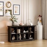 OSCHF Cube Shelf Bookcase with Base - Wooden 2 Tiers Floor Standing Low Storage Cabinet for Home and Office, 8-Cube Lattice Bookshelf, Black