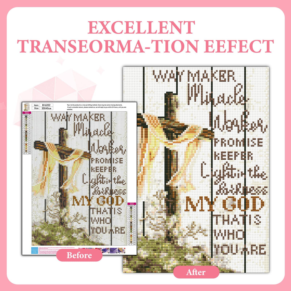 GEEHEIY Religious Diamond Art Kits for Adults, 5D Christian Cross Diamond Painting Kits for Beginner, DIY Jesus Cross Gem Art Dots for Adults, Perfect for Home Wall Decor 12x16 Inch GEEHEIY