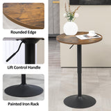 Finnhomy 23.6inches Round Cocktail Bar Table with Metal Base, Tall Bistro Pub Table, Adjustable 27.9''-35.4'' Counter Bar Height for Kitchen, Living Room, Easy Assembly, Rustic Brown Finnhomy