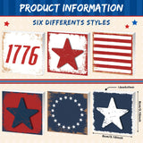6 Pcs Independence Day Wood Signs Rustic Patriotic Standing Blocks Decor for Home 4th of July Table Centerpiece Labor Day Tiered Tray Decorations for Shelf Party Decor Panelee