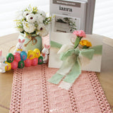 FEXIA Pink Table Runner 72 Inches Long Boho Macrame Table Runner for Summer Pink Room Decor Farmhouse Table Runner with Tassels for Dining Bedroom Decor Rustic Bridal Shower (12x72 Inches) FEXIA