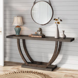 Tribesigns 63-Inch Wood Console Table with Geometric Metal Base, 2-Tier Farmhouse Sofa Table Narrow Long, Thickened Behind Couch Table with Shelves for Living Room Foyer Corridor (Rustic Grey) Tribesigns