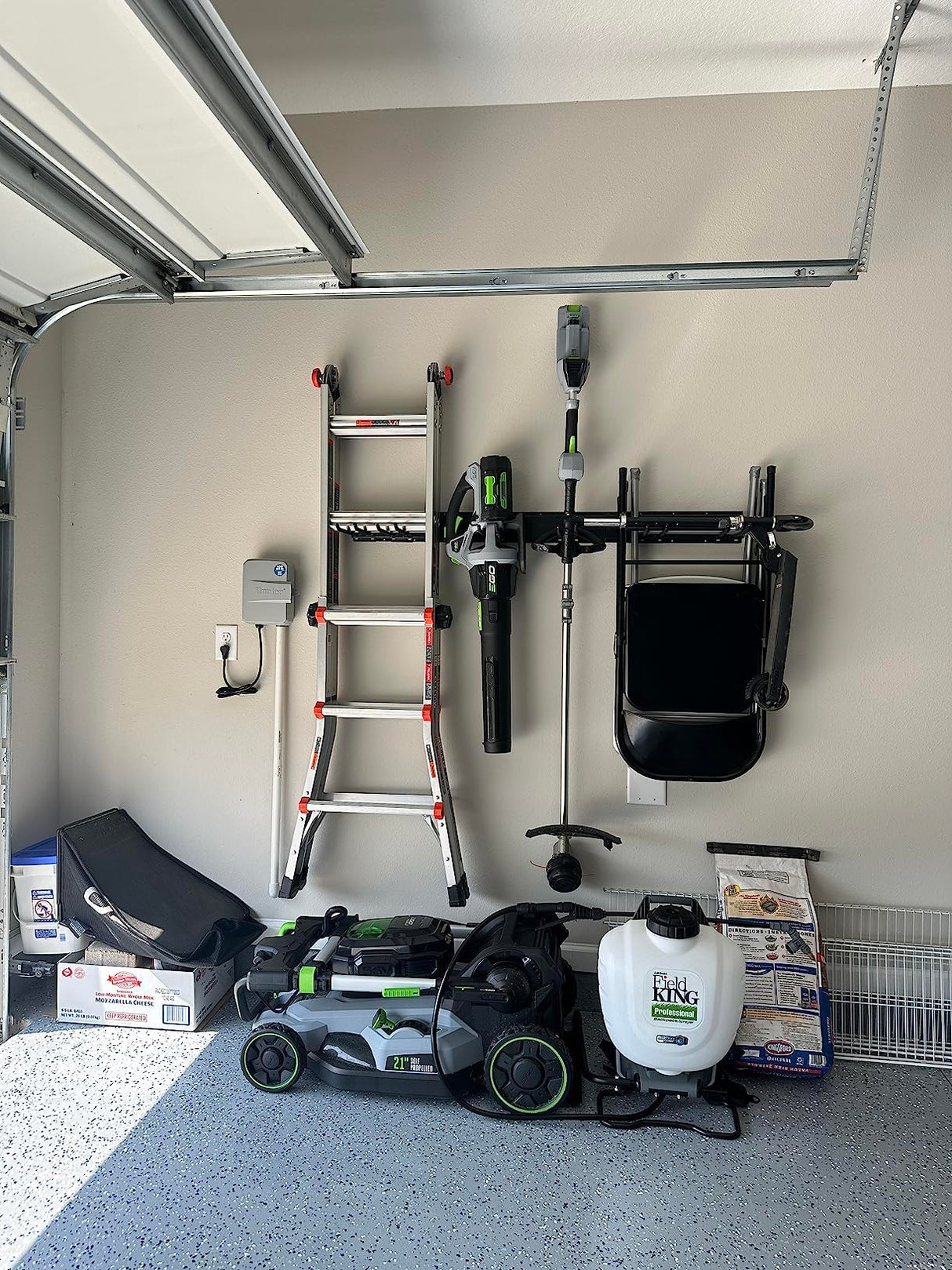 TIDYME Garage Tool Organizer Wall Mount - Sturdy Storage Rack with Adjustable Hooks, Anti-Rust Panel - Easy Installation, 300lbs Capacity - Garden Tool Organizer for Garage (03 Racks & 06 Hooks) TIDYME