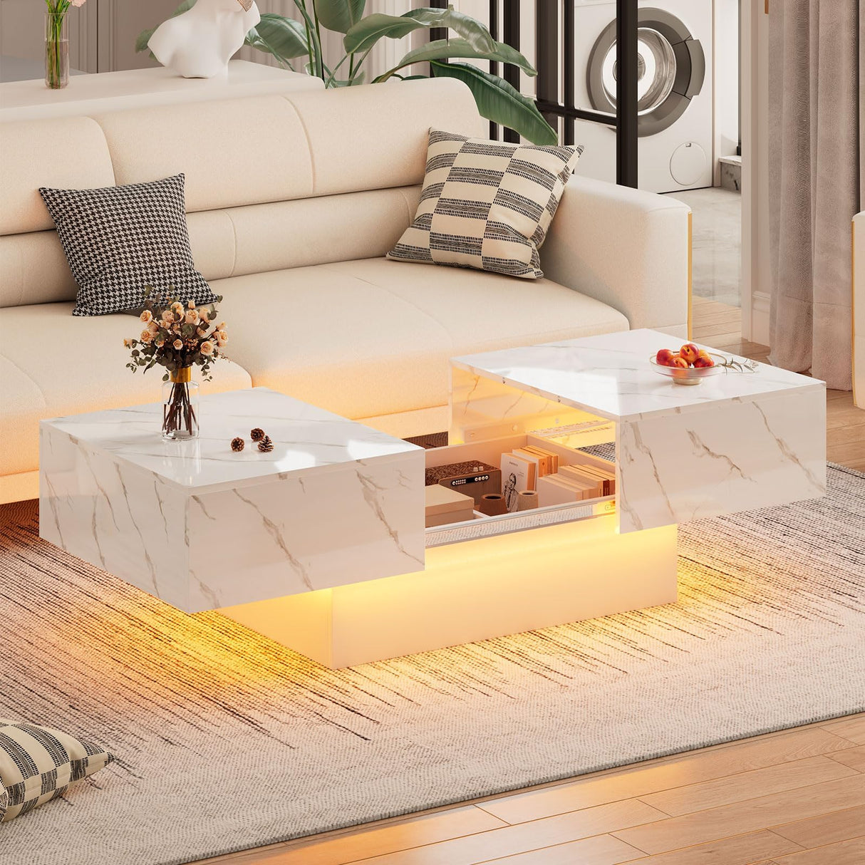 HedoAjim Coffee Table with Large Storage for Living Room Farmhouse Center Tables Mesas De Centro para Salas Modernas Nesting Modern Coffee Table for Reception Room HedoAjim