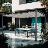ZEPYARD 10X13 FT Outdoor Pergola, Aluminum Pergola with Sun Shade Retractable Canopy, Patio Retractable Pergola for Deck, Backyard, Grill (Grey) ZEPYARD