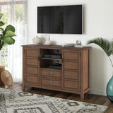 SIMPLIHOME Burlington SOLID WOOD 54 Inch Wide Transitional TV Media Stand in Rustic Natural Aged Brown for TVs up to 60 Inch, For the Living Room and Entertainment Center SIMPLIHOME