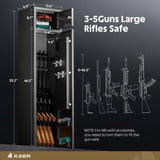 KAER 5 Gun Safe, Quick Access Gun Safe for Rifles and Pistols, Home Gun Rifle Safe with Separate Lock Box, Heavy Duty Large Gun Locker Cabinet with Hooks and Gun Rack for Shotguns, Assembled KAER