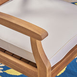 Christopher Knight Home Peter | Outdoor Acacia Wood Dining Chair Set of 2, Teak/Cream Cushion Christopher Knight Home