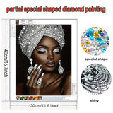 African woman diamond art kits for adults,Partial 5D Diy diamond painting kit for beginners,Special shaped diamond art,sparkling gem art,Diamond Mosaic embroidery gift,living room decor,11.81x15.7inch KUFWKEY