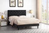 Full Upholstered Platform Bed Frame with 48" Tall Adjustable Headboard - Button Tufted Suede Velour Bed- Wood Slat Support with Storage Space- No Box Spring Needed - Black - OLIVER & SMITH - Princeton OLIVER & SMITH SINCE 1921