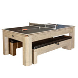 Hathaway Newport 7-ft Pool Table Combo Set with Benches - Rustic Grey with Blue Felt Hathaway