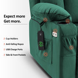 MCombo Large Power Lift Recliner Chair with Extended Footrest for Big and Tall Elderly People, USB Ports, 7426(Fabric, Green) MCombo