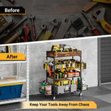 Dunatou Power Tool Organizer Cart Heavy Duty 4 Tier Rolling Tool Cart Garage Storage with Drill Rack Shelf Open Tool Chest Organizer with Wheels Workshop and Garage Ideas for Men or Dad Dunatou