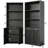 IRONCK Industrial Bookshelves and Bookcases with Doors 11.8 in Depth Set of 2 Floor Standing 5 Shelf Display Storage Shelves Bookcase Home Decor Furniture for Home, Office, Living Room, Bedroom IRONCK