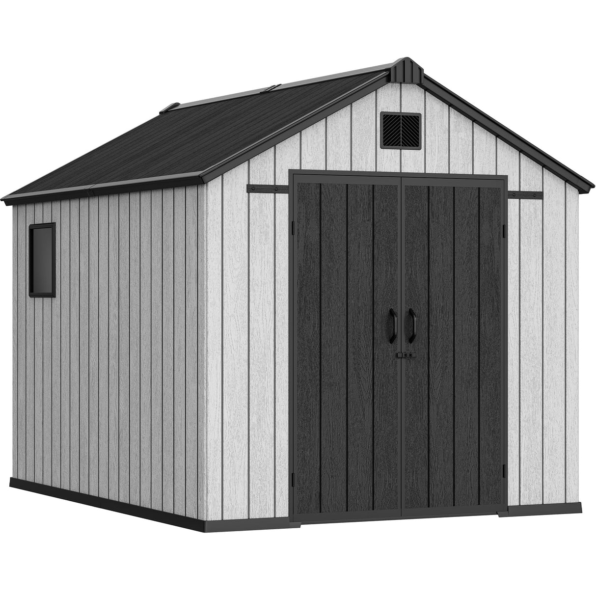 YITAHOME 8x10 FT Outdoor Storage Shed with Lockable Door, Large 544 Cuft Resin Shed with Floor Roof Windows Vents, All-Weather Plastic Storage Shed Tool Organizer for Backyard Garden Patio Lawn, Gray YITAHOME