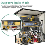 Aoxun Outdoor Storage Shed 5 x 3FT, Resin Shed with Floor and Lockable Door, Plastic Shed for Bike, Garbage Can, Tool, Accessories, Lawn, Garden - Beige Aoxun