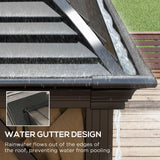 Outsunny 10' x 14' Hardtop Gazebo Canopy with Galvanized Steel Roof, Aluminum Outdoor Pavilion Gazebo with Top Hook, Netting, and Curtains for Patio, Garden, Backyard, Deck, Brown Outsunny