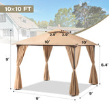 LAUSAINT HOME Patio Arc Gazebo Outdoor Canopy Tent 10'x10', Party Tent Shelter with Curtains & Expansion Bolts and Wind-Resistant Ropes for Patios, Garden, Backyard and Lawn, Khaki LAUSAINT HOME