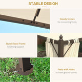 Outsunny 10' x 12' Steel Outdoor Patio Gazebo with Polyester Privacy Curtains, Two-Tier Roof for Air, Large Design Outsunny