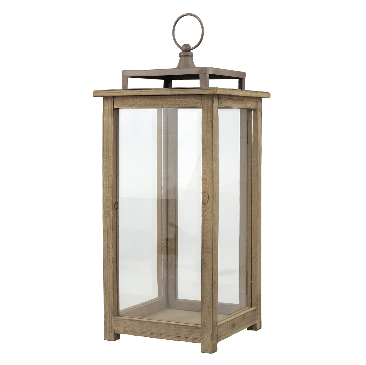 Stonebriar 18 Inch Rustic Wooden Candle Hurricane Lantern, For Table Top, Mantle, Wall Hanging, or Garden Display, Indoor & Outdoor Use, Extra Large Stonebriar
