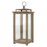 Stonebriar 18 Inch Rustic Wooden Candle Hurricane Lantern, For Table Top, Mantle, Wall Hanging, or Garden Display, Indoor & Outdoor Use, Extra Large Stonebriar