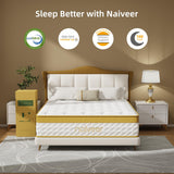Naiveer Cooling Gel Queen Mattresses 14 Inch Memory Foam Hybrid Mattress for Back Pain & Pressure Relief, Queen Size Mattress in A Box with Pocket Springs, Medium Firm with CertiPUR-US Certified Naiveer