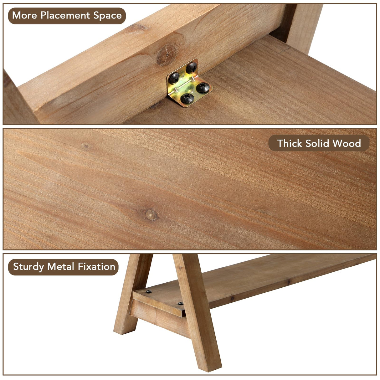 RowyPoey Solid Wood Bench, 43" Farmhouse Entryway Bench for Living Dining Room, Rustic Storage Bench Seat for Indoors and Outdoors, Natural RowyPoey