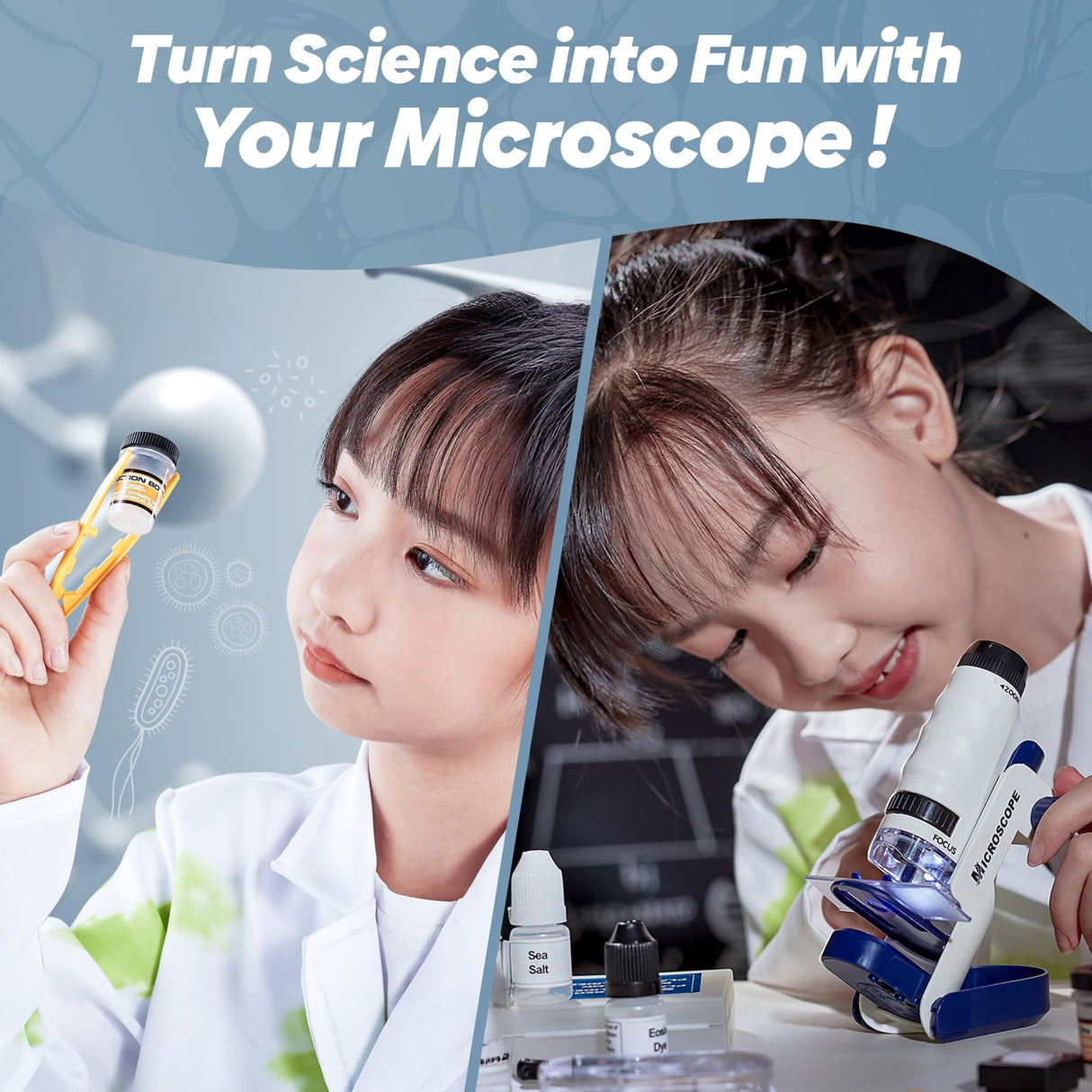 Microscope for Kids, 60x-120x, Science Kits for Kids Age 5-7, Stem Toys for 5 Year Old, Detachable Miniscope, Portable Mini Scope, Handheld, Explorer Set, Microscope for Adults, Science Toys, Gift CANOSLY