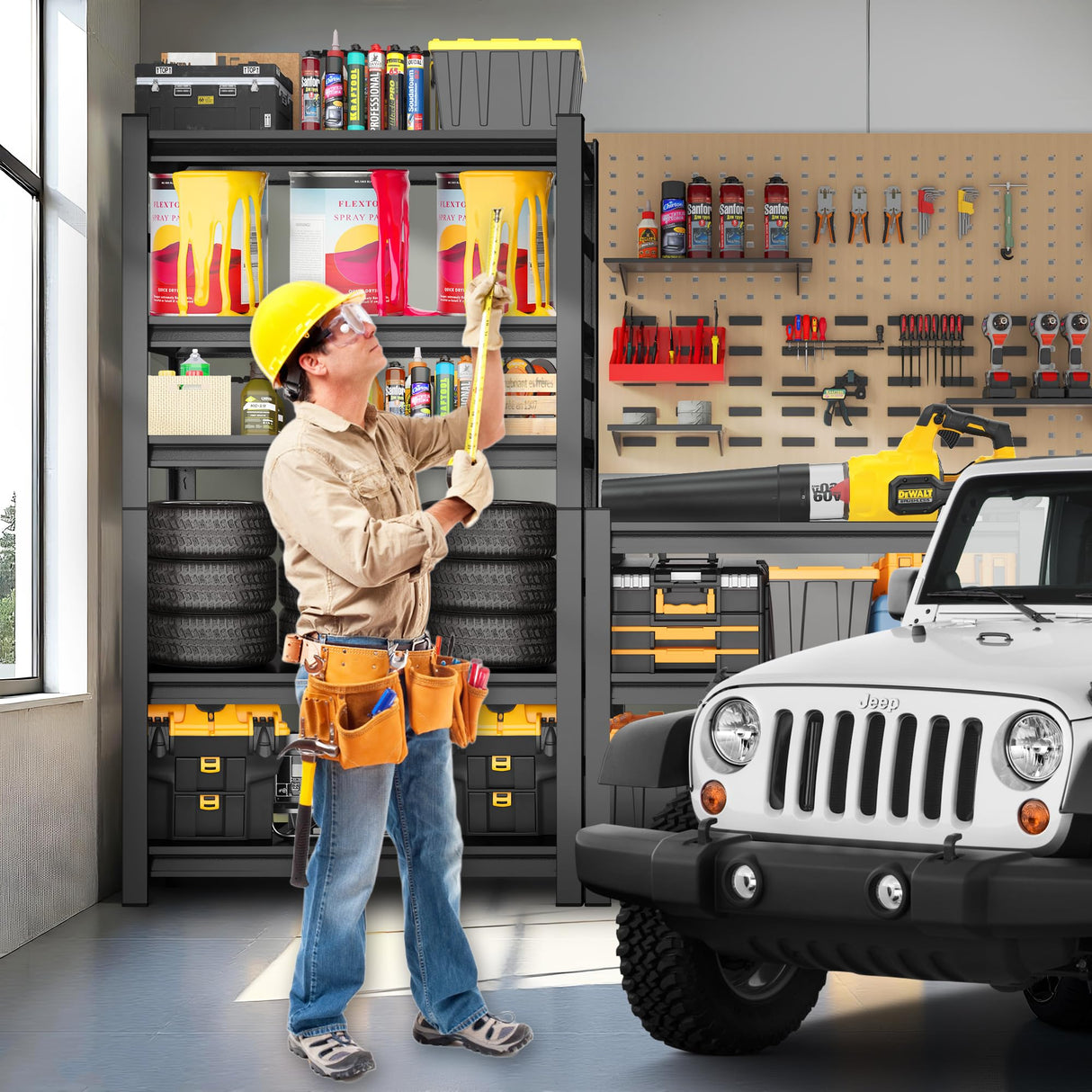 PRESTELION 72" H|35" W All-Metal Garage Shelving-Easy Assembly 5-Tier Shelving Unit|Heavy Duty Adjustable Shelf for Industrial,Warehouse,Basement,Black PRESTELION