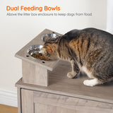 HOOBRO Cat Tree with 47.2" Dual Litter Box Enclosure, 63.4" Tall Multi-Functional Tower for Cats, Hidden Litter Box Enclosure Furniture, with Feeding Bowls, Scratching Posts, Hammocks, Greige BG23MZ03 HOOBRO