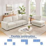 Mofolit 100“ L Shaped Couch with Reversible Chaise Sectional Sofa Corner Couches for Living Room,Apartment and Compact Spaces(Cream) Mofolit