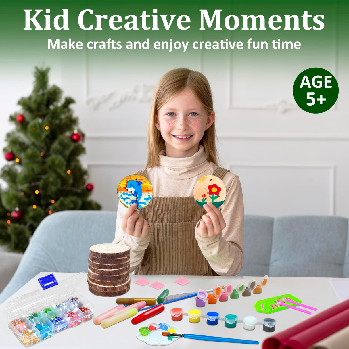 Kids Wooden Art Kit - Wooden Crafts for Kids Ages 5-12, Bracelet Making Kit Toys, Halloween Christmas Birthday Gifts for Girls Boys Teens, Creative Art for 5, 6, 7, 8, 9, 10, 11, 12 Year Old MAGETOYS
