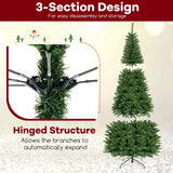 Goplus 8 FT 270° Pre-Lit Corner Christmas Tree for Wall, Artificial Hinged Xmas Tree with 360 Warm White LED Lights, 1137 Branch Tips, Folding Metal Stand, Festive Decoration for Small Space Goplus