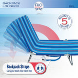 Rio Beach Portable Lay Flat Folding Backpack Beach Lounge Chair with Backpack Straps and Storage Pouch, Blue and Red Rio Brands