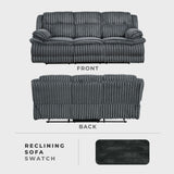 Lexicon Manual Double Reclining Sofa, Corduroy Manual Wall Hugger Recliner Couch, Pillow Top Arms, Plush Foam Cushions Over Pocket Coils, Cozy Reclining Sofa for Living Room, Dark Gray Lexicon