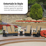 LuxCraft 5' Adirondack Double Glider Bench, 2 Person Glider Chair, Outdoor Glider Bench, Outdoor Loveseat Glider (Dove Gray on Black) LuxCraft