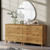 WAMPAT Dresser with 6 Drawers, Bedroom 70.8" Wide Wooden Chest of Drawers, Modern Dressers Closet Storage Organizer w/Solid Wood Legs for Living Room, Kids Room, Nursery, Oak Brown WAMPAT
