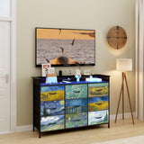 Welfuturer Dresser for Bedroom with 9 Drawers Van Gogh Dressers & Chest of Drawers Fabric Clothes Drawer Fabric Closet Organizer for Living Room Entryway Closet Nursery Sturdy Steel Frame Wood Top Welfuturer