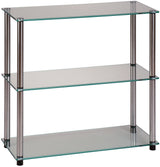 Convenience Concepts Designs2Go Classic Glass 3-Tier Bookshelf 28" - Modern Media Stainless Steel Bookcase for Living Room, Display Storage Shelves for Family Room, Bathroom, Office, Glass/Chrome Convenience Concepts
