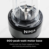 Ninja BN301 Nutri-Blender Plus Compact Personal Blender, 900-Peak-Watt Motor, Frozen Drinks, Smoothies, Sauces & More, (3) 20 oz. To-Go Cups, (2) Spout-Lids (1) Storage-Lid, Dishwasher Safe, Silver Ninja